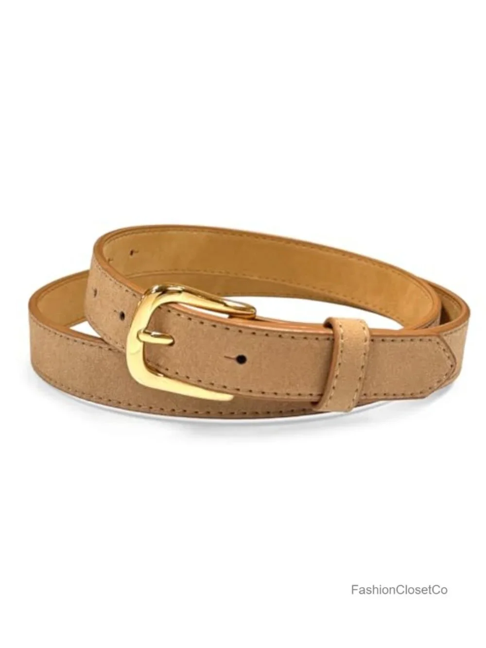 Genuine Suede Leather Snap-On Belt 1 Inch Wide Casual